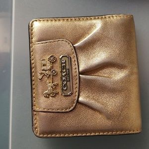 Gold leather coach wallet